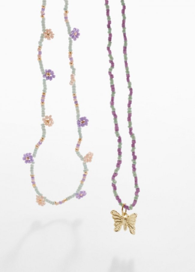 Mango Pack 2 collares colgantes - Morado claro/pastel