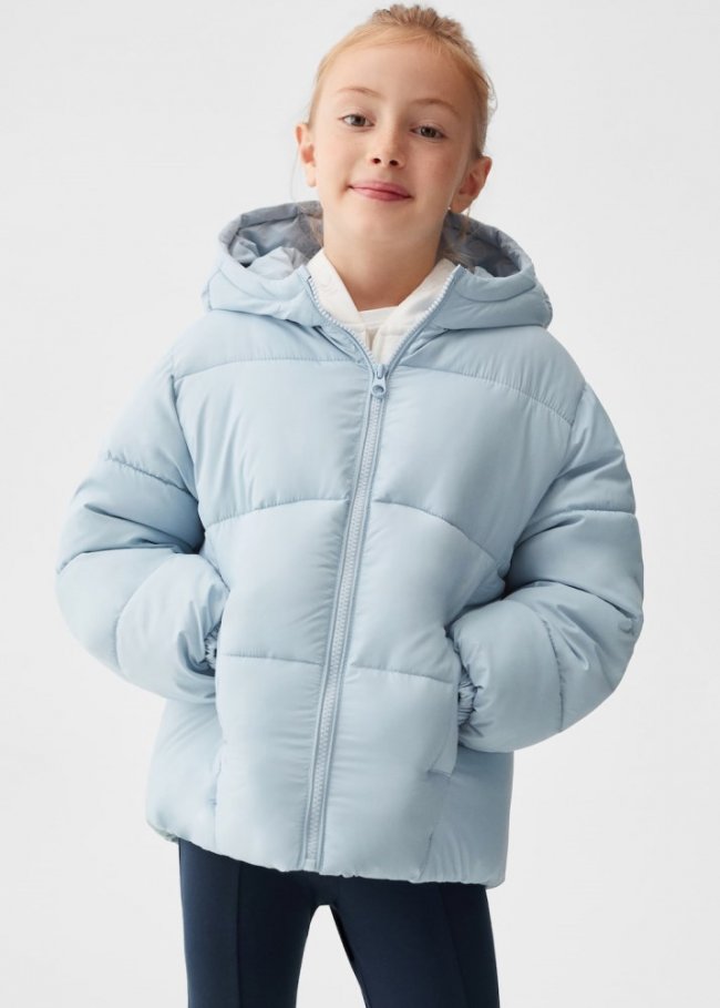 Mango Anorak acolchado capucha - Azul celeste