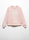 Mango Sudadera algodón mensaje - Rosa