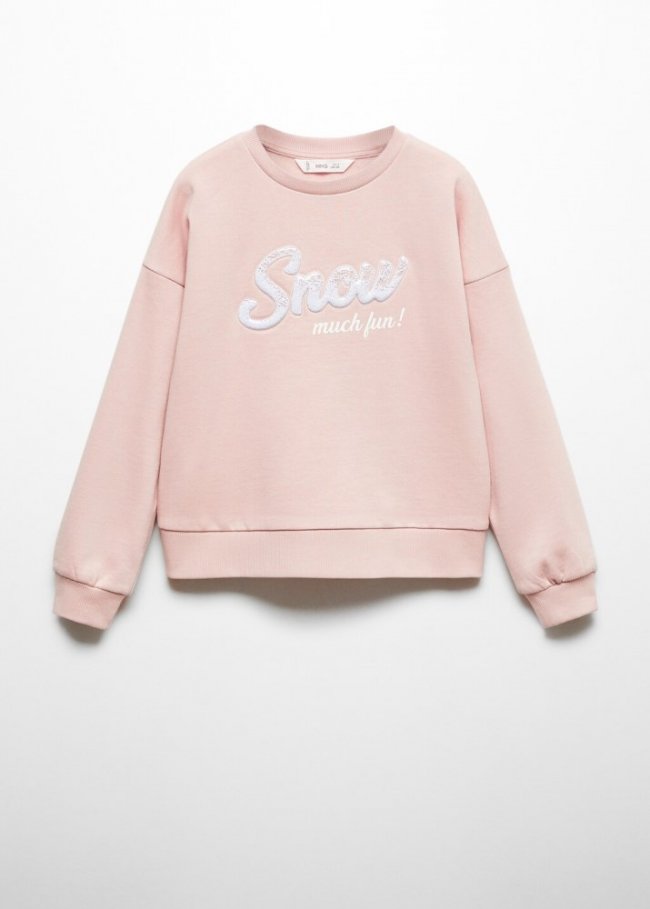 Mango Sudadera algodón mensaje - Rosa