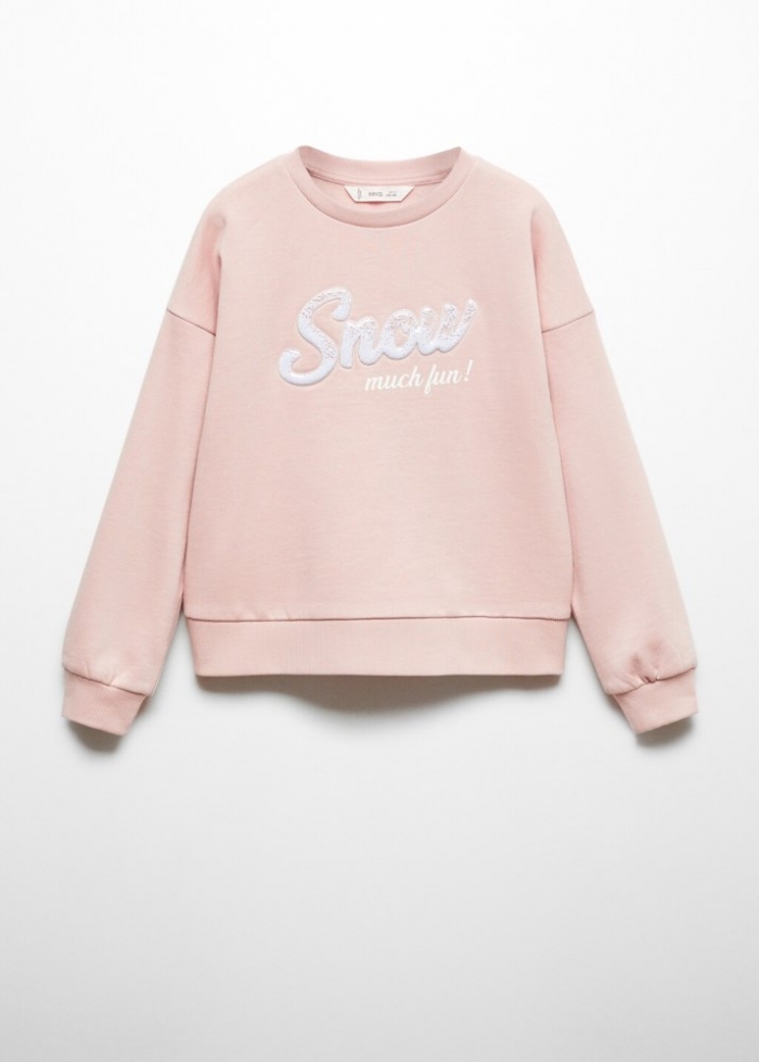 Mango Sudadera algodón mensaje - Rosa