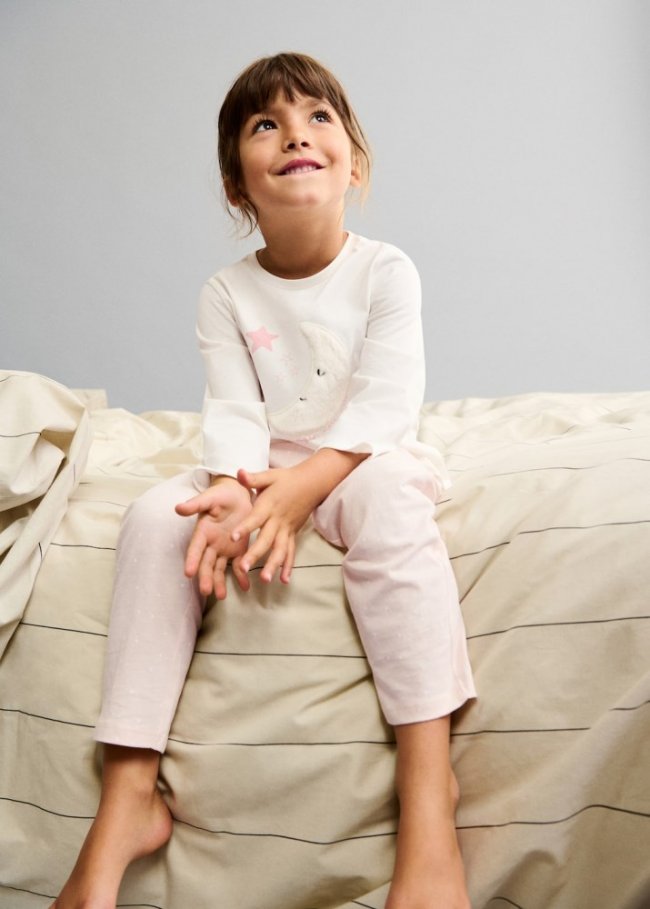Mango Pijama largo luna - Rosa pastel