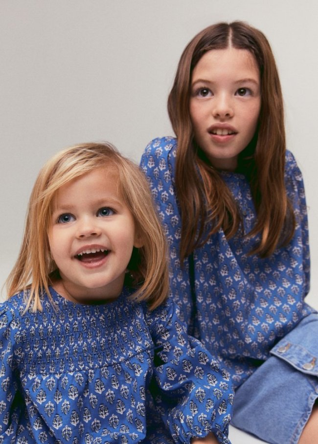 Mango Vestido estampado floral - Azul eléctrico