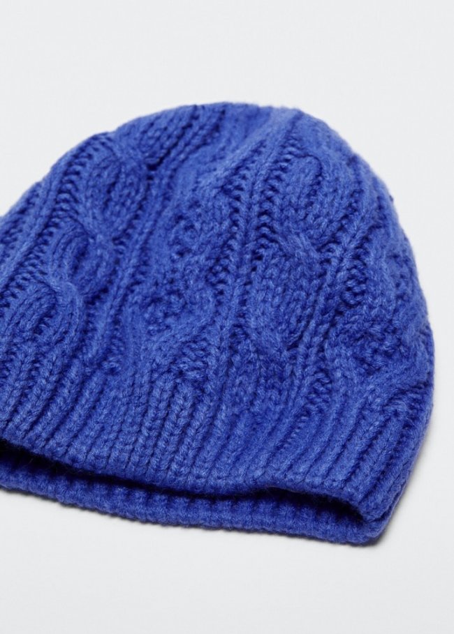 Mango Gorro punto trenzado - Azul