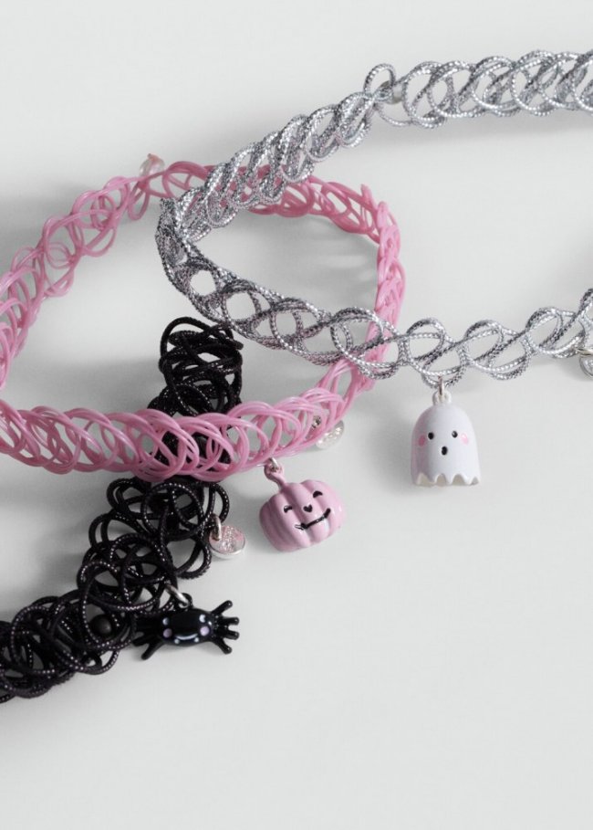 Mango Pack 3 chokers halloween - Plata