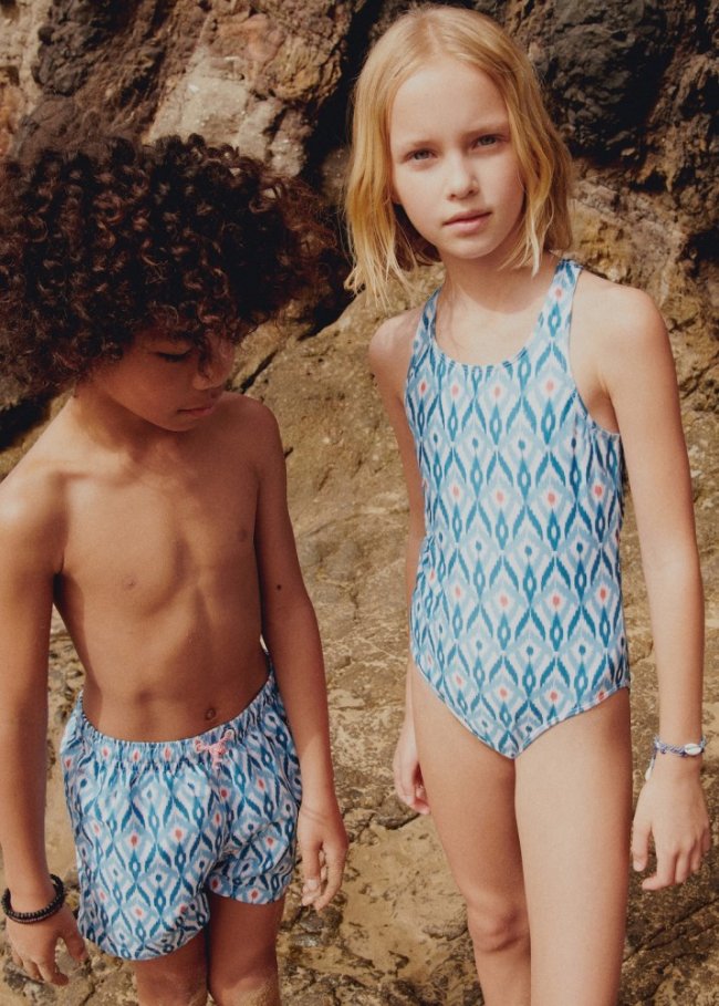 Mango Bañador estampado ikat - Azul