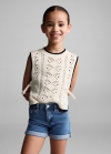 Mango Short denim bajo vuelto - Azul medio