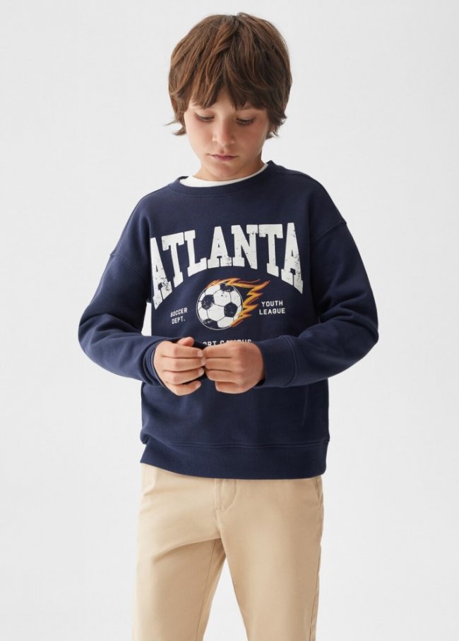 Mango Sudadera algodón estampada - Azul marino oscuro