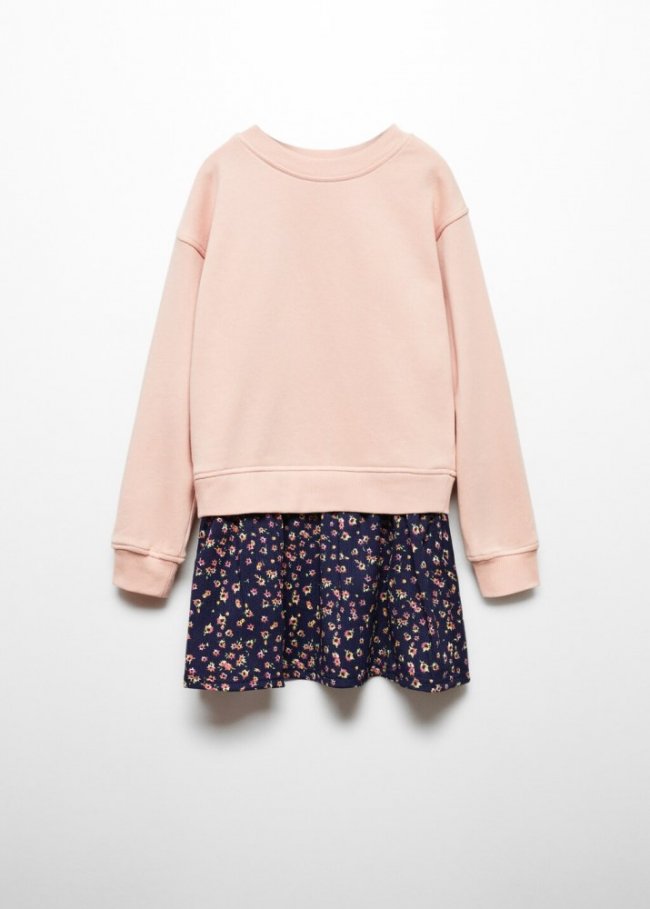 Mango Vestido sudadera falda estampada - Rosa