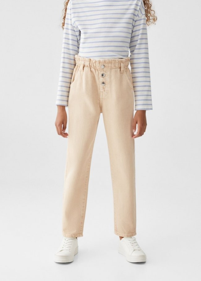 Mango Jeans Paperbag algodón - Marrón medio