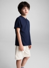 Mango Camiseta algodón botones - Azul marino oscuro