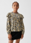Mango Blusa estampado flores - Mostaza