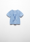 Mango Camiseta estampada algodón - Azul