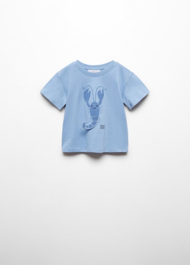 Mango Camiseta estampada algodón - Azul