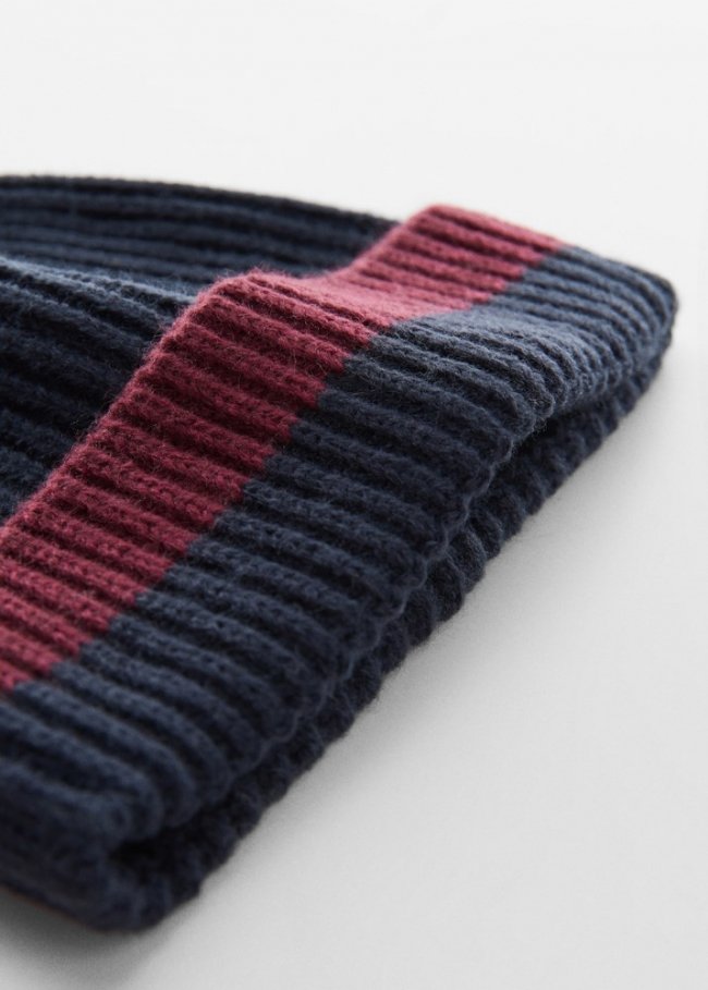 Mango Gorro punto bicolor - Azul marino