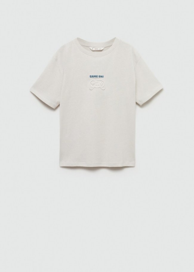 Mango Camiseta estampada algodón - Gris claro/pastel