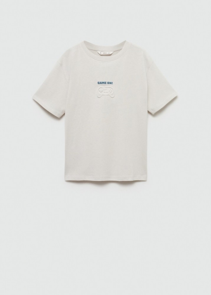 Mango Camiseta estampada algodón - Gris claro/pastel
