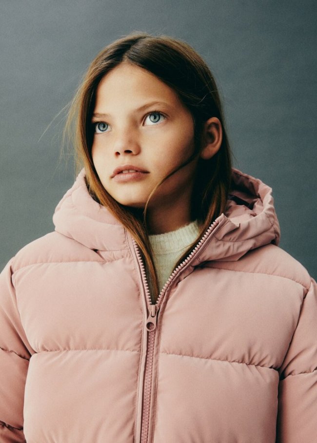 Mango Anorak acolchado capucha - Rosa