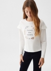 Mango Camiseta estampada volantes - Blanco roto