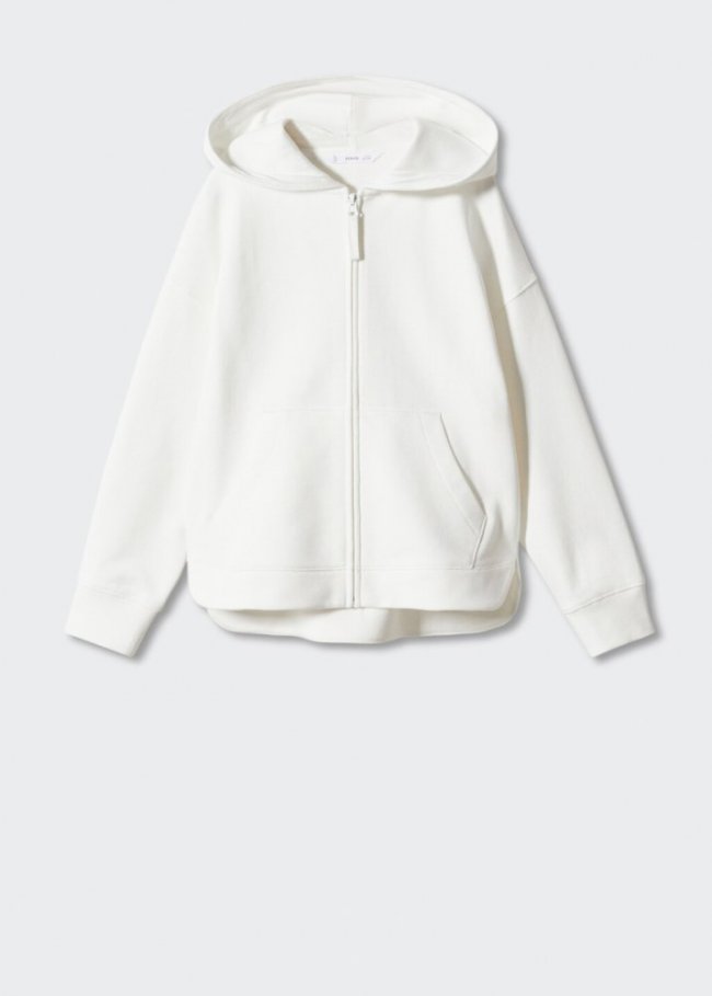 Mango Sudadera capucha cremallera - Blanco roto