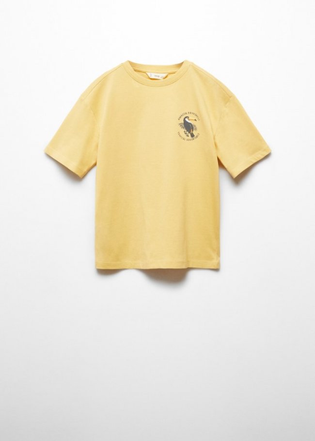 Mango Camiseta mensaje estampado - Amarillo