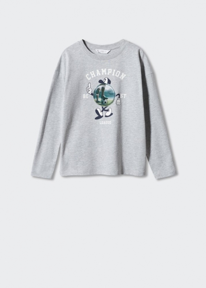 Mango Camiseta manga larga lenticular - Gris medio vigoré