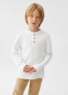 Mango Camiseta manga larga botones - Blanco roto