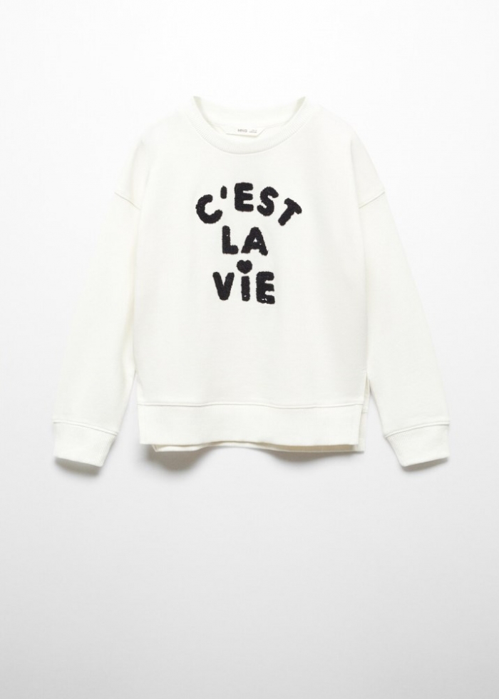 Mango Sudadera mensaje estampado - Blanco roto