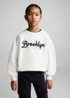 Mango Sudadera algodón detalle bordado - Blanco roto