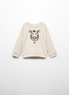 Mango Sudadera bordada algodón orgánico - Arena