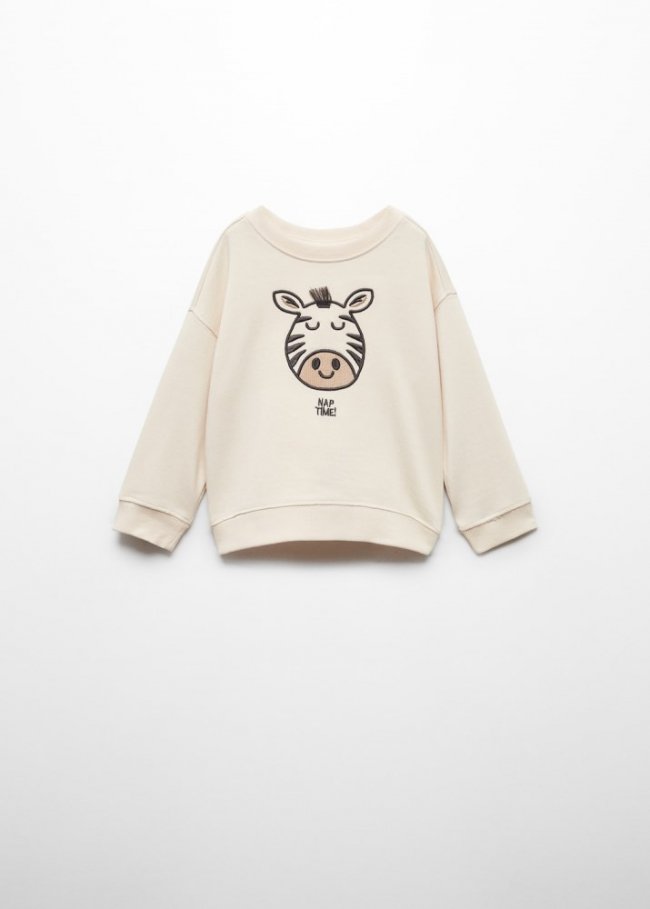 Mango Sudadera bordada algodón orgánico - Arena