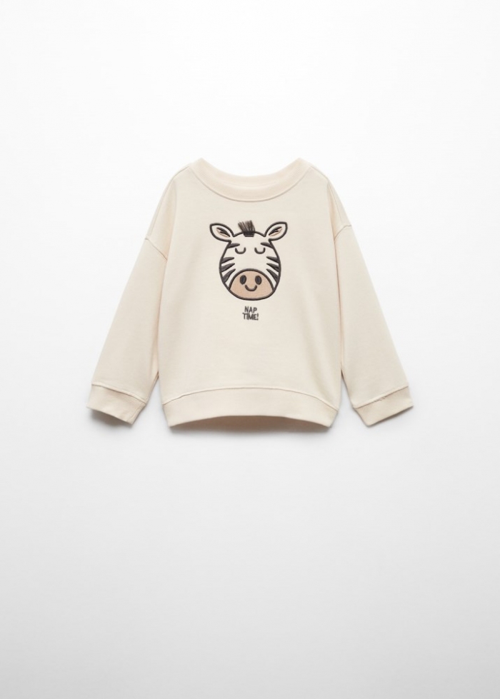 Mango Sudadera bordada algodón orgánico - Arena