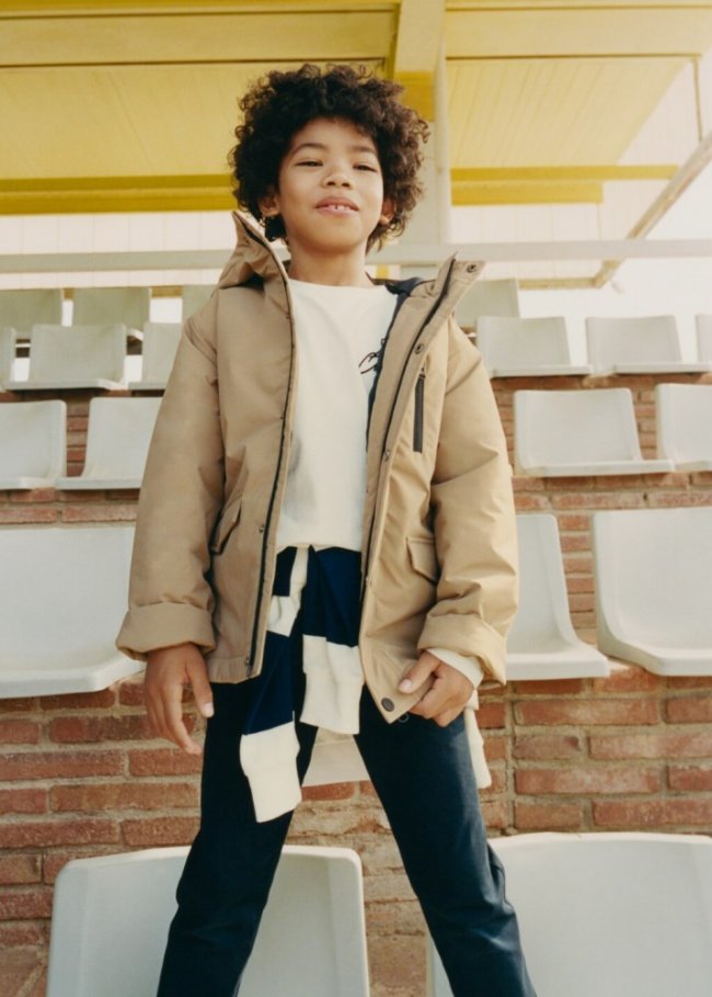 Mango Anorak capucha bolsillos - Beige