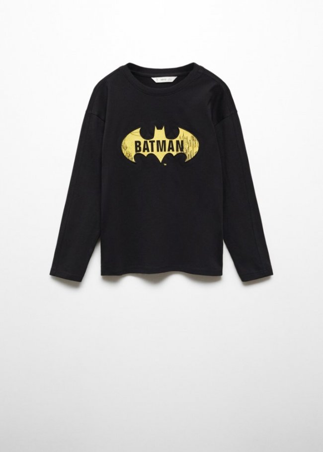 Mango Camiseta algodón superhéroe - Negro