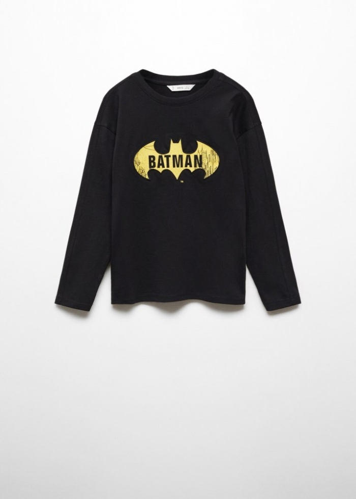Mango Camiseta algodón superhéroe - Negro