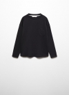Mango Camiseta algodón manga larga - Negro