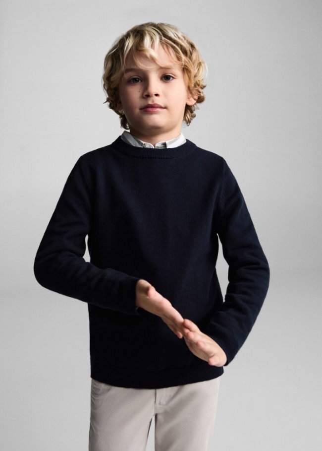 Mango Jersey punto algodón - Azul marino oscuro