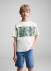 Mango Camiseta estampada algodón - Blanco roto