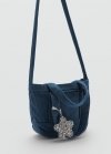 Mango Mini bolso pana - Azul marino oscuro