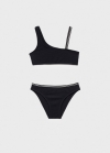 Mango Bikini textura asimétrico - Negro