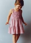 Mango Vestido bordado volantes - Rosa