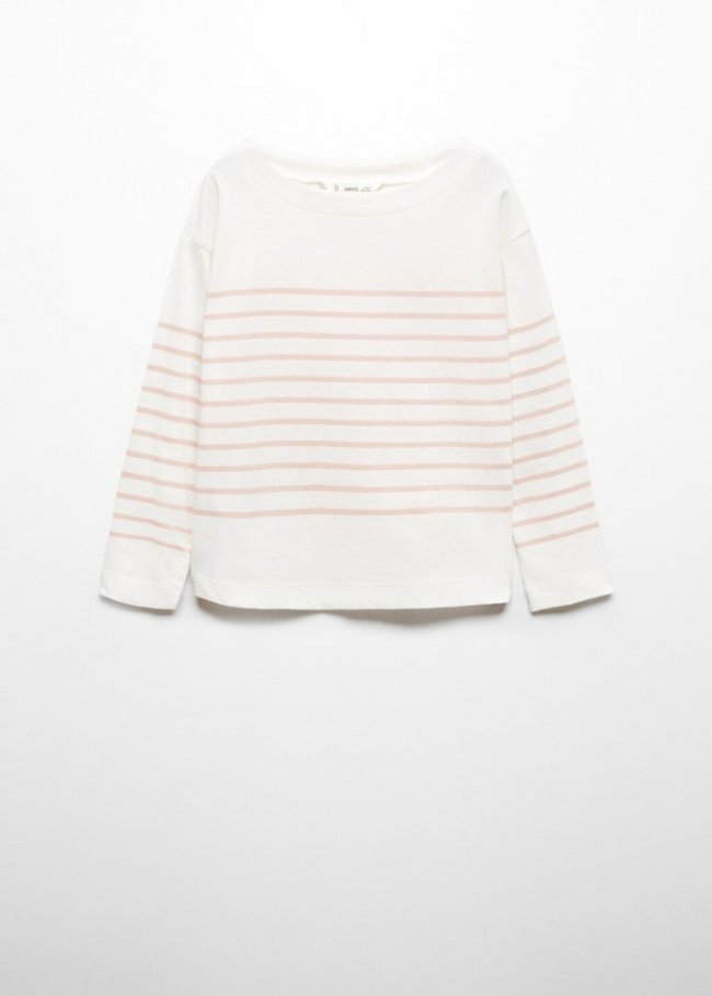 Mango Camiseta manga larga rayas - Rosa