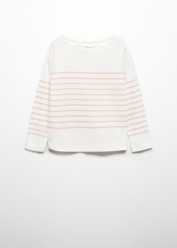 Mango Camiseta manga larga rayas - Rosa