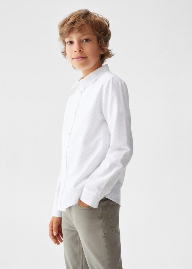 Mango Camisa estampada algodón - Blanco
