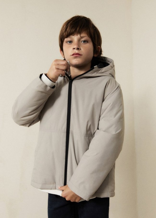 Mango Anorak acolchado capucha - Gris hielo