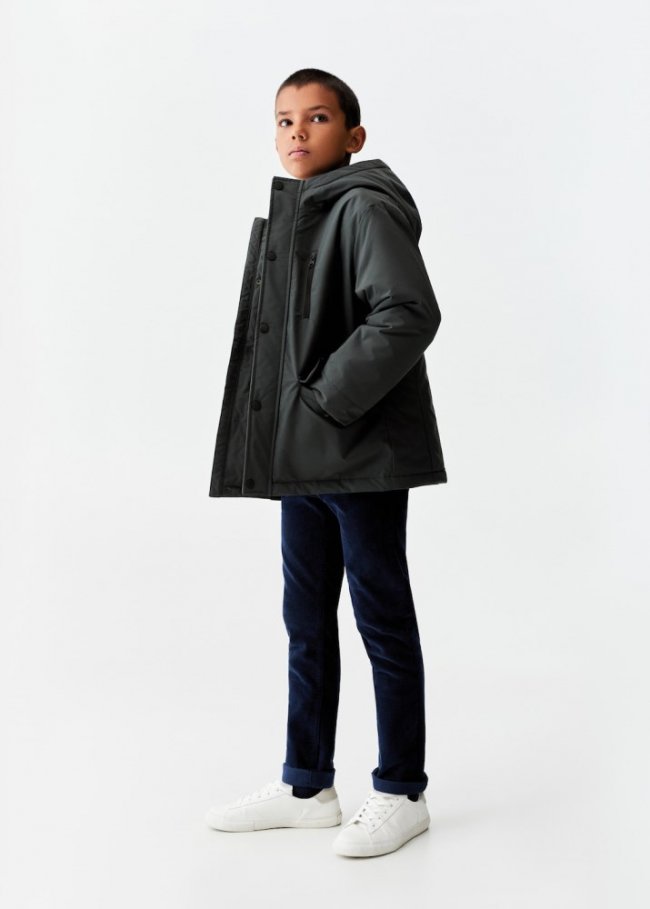 Mango Anorak capucha bolsillos - Azul petróleo