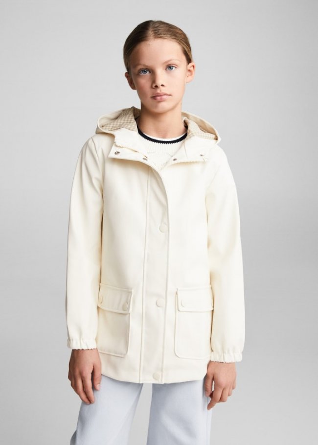 Mango Chaqueta impermeable capucha - Crudo