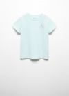 Mango Camiseta mensaje estampado - Verde agua