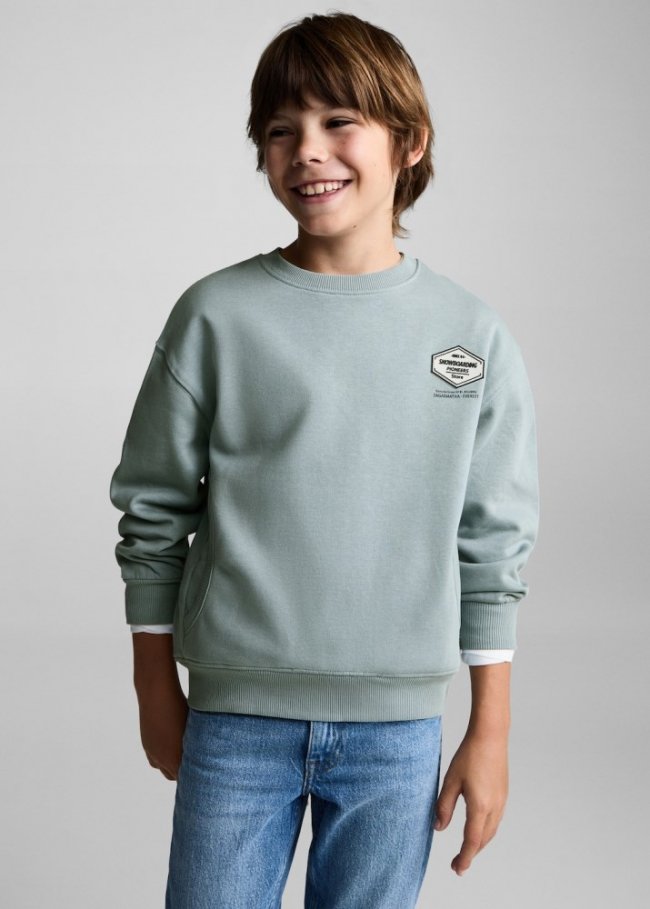 Mango Sudadera algodón estampada - Azul