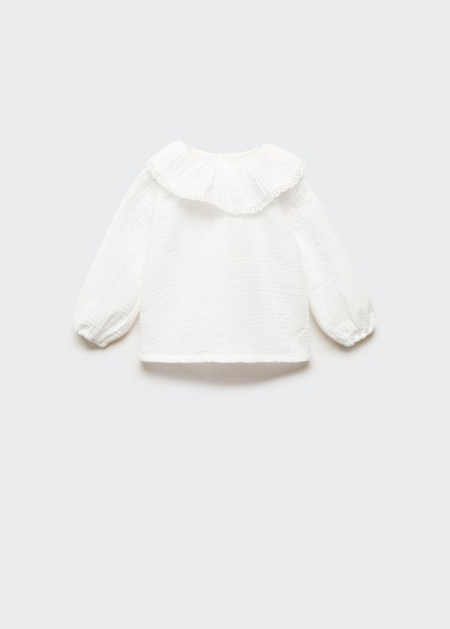 Mango Blusa textura algodón - Blanco roto